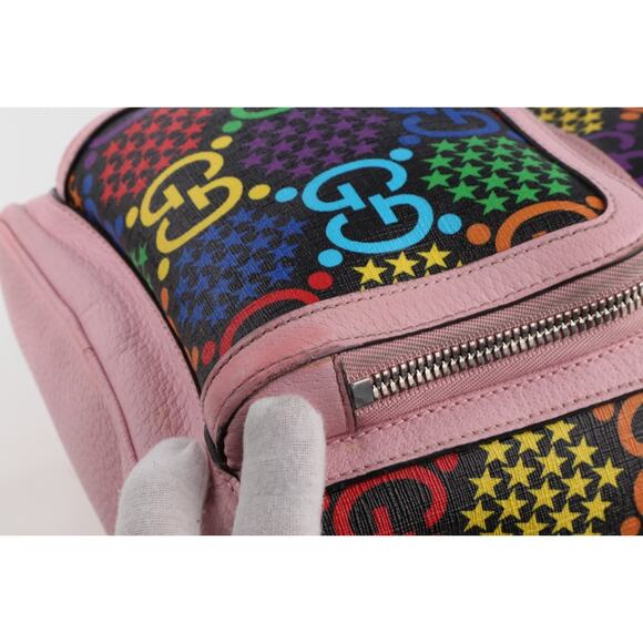 GUCCI Logo GG Psychedelic Backpack Bag Supreme Leather Black Pink Italy 14FB854 - Picture 15 of 16